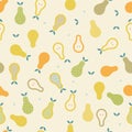 Vector seamless pattern with yellow and green pears. Cute summer colorful fruits background. Illustration for wedding Royalty Free Stock Photo