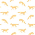 Vector seamless pattern of yellow hand drawn fox Royalty Free Stock Photo