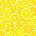 Vector seamless pattern of yellow lemon slices. Citrus fruit illustration