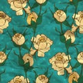 Vector seamless pattern with yellow roses Royalty Free Stock Photo