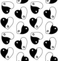 Vector seamless pattern of Yin Yang hearts Royalty Free Stock Photo