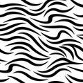 Vector seamless pattern with zebra print. Black curved stripes o Royalty Free Stock Photo