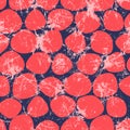 Vector seamless patterns with abstract stones. Creative red and blue grunge backgrounds with rocks.