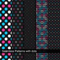 Vector seamless patterns with circles and dots. Royalty Free Stock Photo