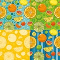 Vector seamless patterns with citrus fruits