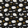 Vector seamless patterns with cute cartoon characters