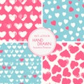 Vector seamless patterns with grunge colorful hearts Royalty Free Stock Photo