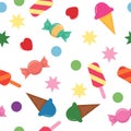 vector seamless patterns with icecream  candies and hearts Royalty Free Stock Photo