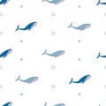 Blue whale doodle print