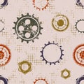 Vector seamless patterns with mechanism of watch.
