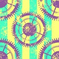 Vector seamless patterns with mechanism of watch. Royalty Free Stock Photo