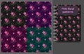 Vector seamless patterns of pink doodle flowers