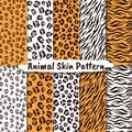 Vector seamless patterns set with animal skin texture Royalty Free Stock Photo