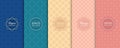Vector seamless patterns set of colorful background swatches with minimal labels Royalty Free Stock Photo