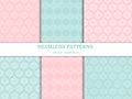 Vector seamless patterns (tiling) collection in pastel shades. Set of geometric ornaments in retro style. Royalty Free Stock Photo