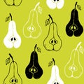 Vector seamless Pear pattern. The cartoon style. Scandinavian style. Bright colors