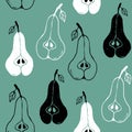 Vector seamless Pear pattern. The cartoon style. Scandinavian style. Bright colors