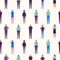 Vector seamless people pattern. Stylized men amd women standing. Royalty Free Stock Photo