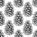 Vector seamless pine cone pattern.