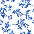 Vector Seamless Porcelain Pattern in White Background