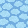 Vector seamless repeat pattern of blue and white clouds and sky. Weather background design. Royalty Free Stock Photo