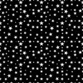 Seamless repeated pattern with white stars on black. Vector illustration. Royalty Free Stock Photo