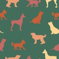 Vector seamless repeating childish pattern with cute dogs, cats in Scandinavian style. Animals background with dog, cat Royalty Free Stock Photo