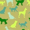 Vector seamless repeating childish pattern with cute dogs, cats in Scandinavian style. Animals background with dog, cat Royalty Free Stock Photo