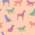 Vector seamless repeating childish pattern with cute dogs, cats in Scandinavian style. Animals background with dog, cat Royalty Free Stock Photo