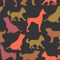 Vector seamless repeating childish pattern with cute dogs, cats in Scandinavian style. Animals background with dog, cat Royalty Free Stock Photo