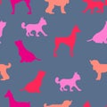 Vector seamless repeating childish pattern with cute dogs, cats in Scandinavian style. Animals background with dog, cat Royalty Free Stock Photo