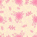 Vector seamless, repeating luxury texture patterns with flowers and leaves. Monochromatic pink.
