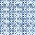 Vector seamless repeating pattern of intertwining blue rings on a white background