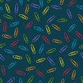 Seamless repeating pattern for school or office with paper clips. Colorful pattern for notepad Royalty Free Stock Photo
