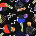 Vector seamless retro comic memphis pattern with geometric elements Royalty Free Stock Photo