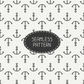 Vector seamless retro pattern with hipster anchor