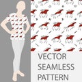 Vector seamless retro pattern, mezensky painting of the northern peoples. Fills, wallpaper, surface textures.