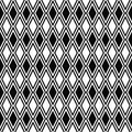 Vector seamless rhombus pattern. Geometric texture. Black-and-white background. Monochrome diamond-shaped design. Royalty Free Stock Photo