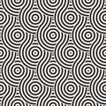 Vector seamless rounded lines texture. Modern geometric circular shape background. Monochrome repeating pattern. Royalty Free Stock Photo