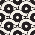 Vector seamless rounded lines texture. Modern geometric circular shape background. Monochrome repeating pattern. Royalty Free Stock Photo