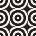 Vector seamless rounded lines texture. Modern geometric circular shape background. Monochrome repeating pattern. Royalty Free Stock Photo