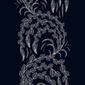 Vector seamless scrollwork pattern with stylized tree branches f
