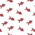 Vector seamless sea pattern with animal red fish