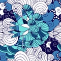 Vector seamless seashell pattern. sea design