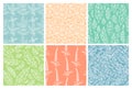 Vector seamless set of duotone floral patterns. Royalty Free Stock Photo