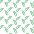 Vector seamless simple eco background. Pattern of their green shaded leaves, stencilled wallpaper Royalty Free Stock Photo