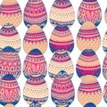 Vector seamless simple pattern with easter egg on white background. Easter holiday background of doodle eggs