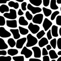 Vector seamless spotted pattern. Black spots of various shapes on a white background. Many shapeless rounded shapes Royalty Free Stock Photo