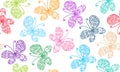 Vector seamless spring pattern with hand-drawn colorful butterflies