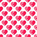 Vector seamless pattern with pink heart puzzle Royalty Free Stock Photo